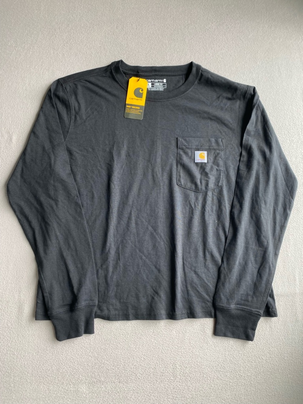 Carhartt Black Long Sleeve Pocket Tee with Logo Patch